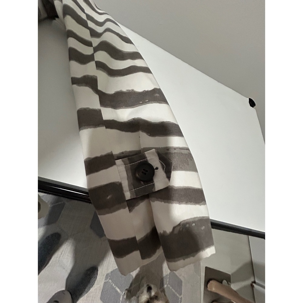 J.Crew Zebra Print Trench Jacket White Grey Button Front Raglan Sleeve Coat - Picture 8 of 9